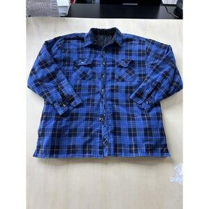 Vintage Timber Trail Shirt Jacket Mens 2XL Blue Plaid Quilted Flannel Big & Tall